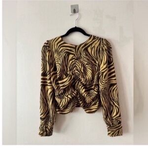 Milk & Honey Animal Print Cropped Blouse size M